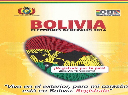 Panfleto motivacional del órgano electoral que convoca a los bolivianos de Japón.
