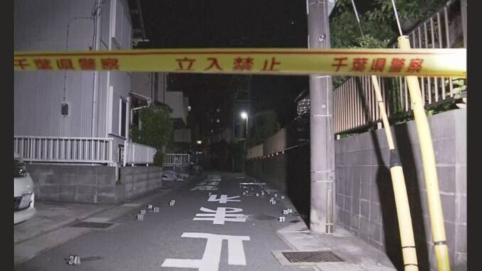 Lugar donde fue hallada la mujer desplomada y sangrando en la vía pública en Chiba.