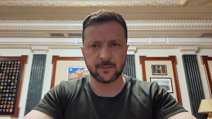 Volodimir Zelenski en su más reciente mensaje por redes sociales